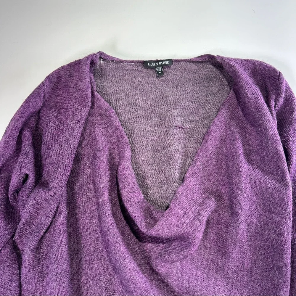 Eileen Fisher cozy alpaca wool blend drape neck cropped knit elevated basics M